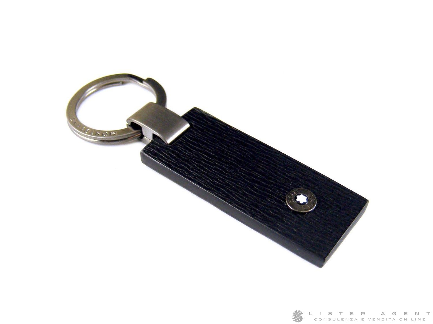 MONTBLANC Westside key ring in black leather Ref. 8381. NEW
