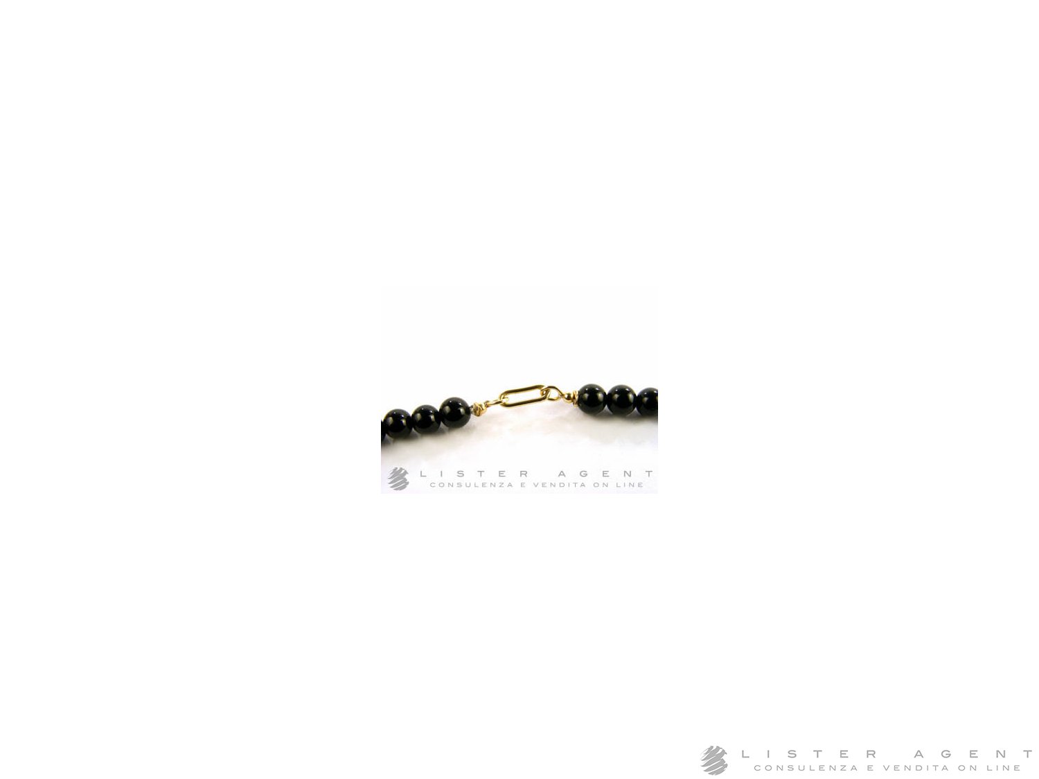 VANTO necklace in 925 silver yellow goldplated with onyx pearls and black resin. NEW Lister Agent
