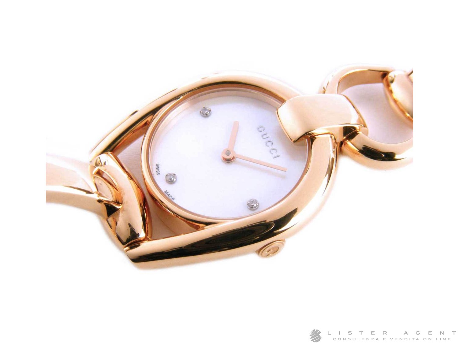 GUCCI Horsebit Mod. 139SM in rose goldplated steel Mother of pearl