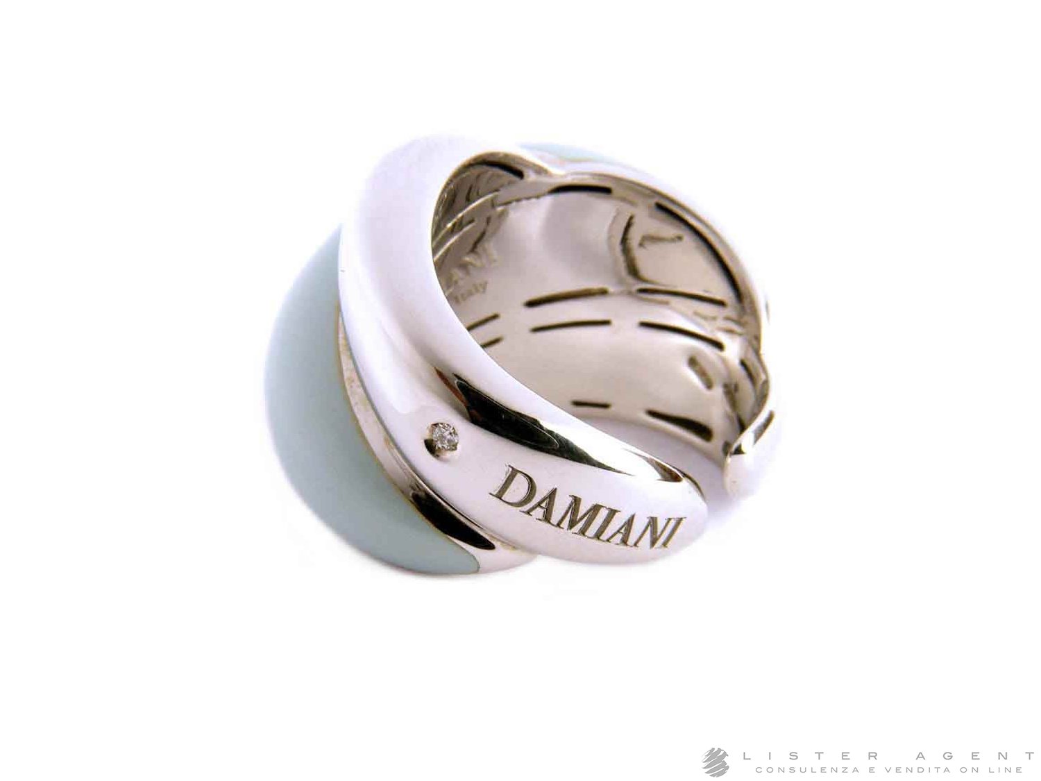 DAMIANI ring Gomitolo in 925 silver and light blue enamel with