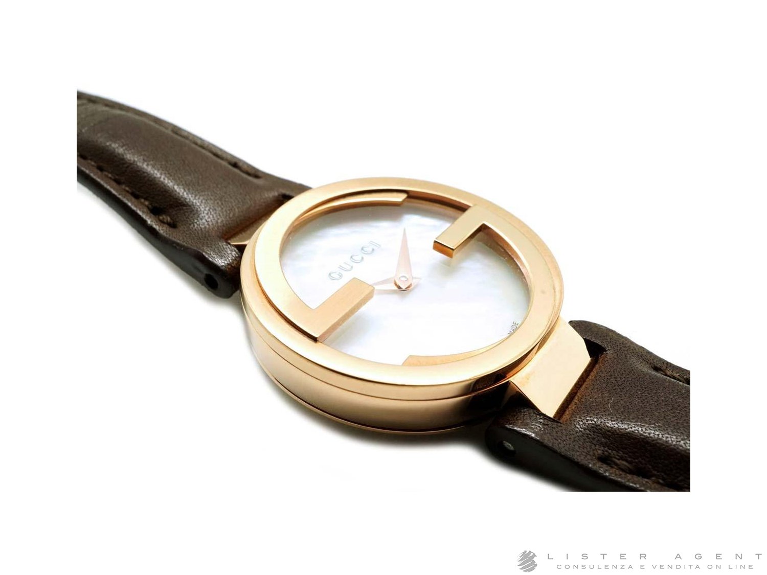 GUCCI Interlocking in rose gold plated steel Mother of Pearl Ref. YA133516. NEW