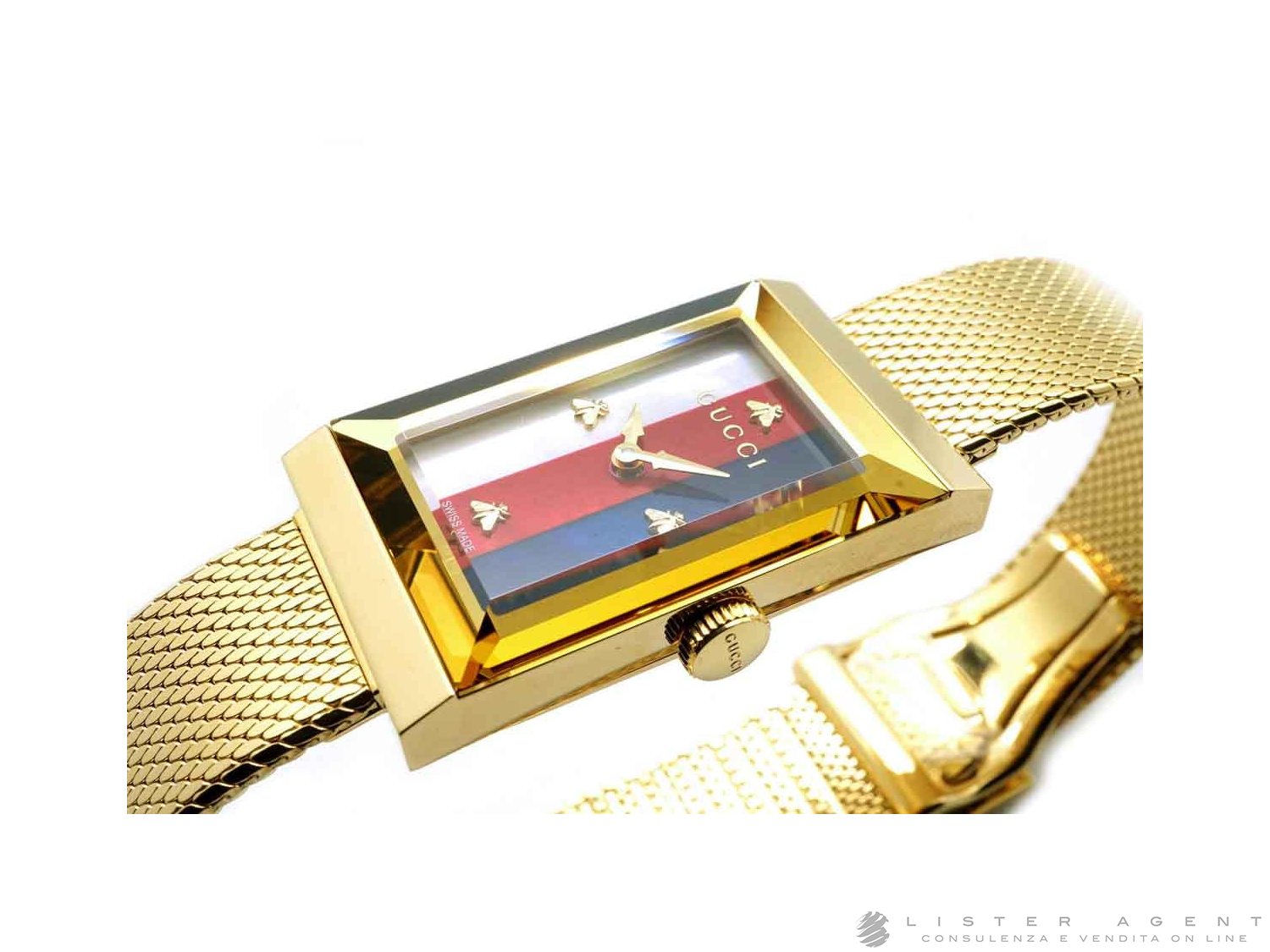 GUCCI G Frame in yellow gold plated steel Ref. YA147410. NEW