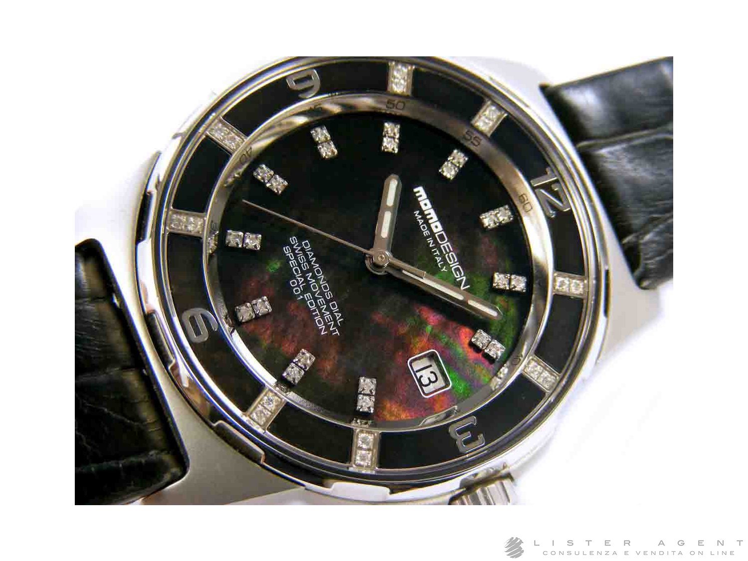 MOMO DESIGN watch Only Time in brushed steel Mother of Pearl Ref. MD 093 E 12. NEW
