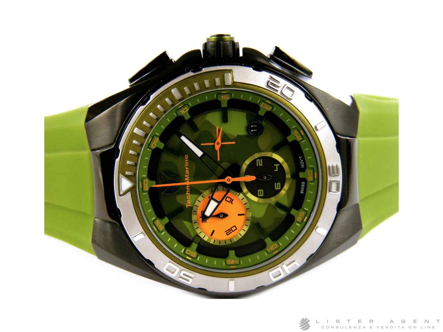 TECHNOMARINE Cruise Camouflage Green chronograph in Pvd steel Ref. 110070. NEW