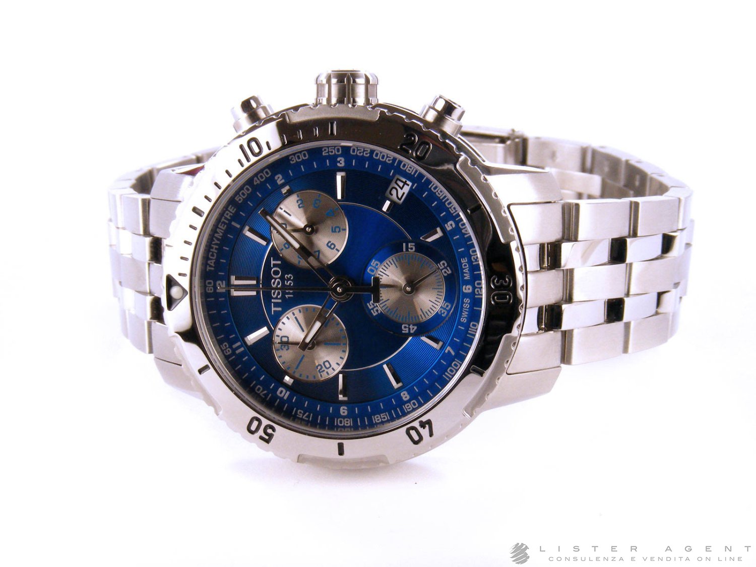 TISSOT PRS200 Chronograph in steel Blue Ref. T0674171104100. NEW