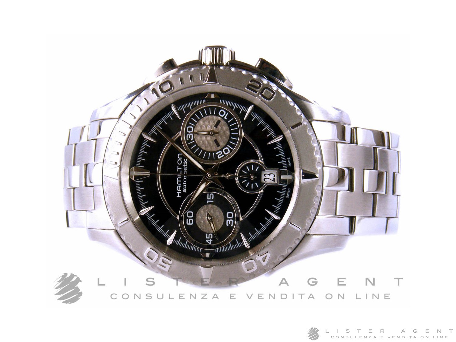 HAMILTON Jazzmaster Seaview Chrono Automatic in steel Black AUT Ref. H37616131. NEW Lister Agent