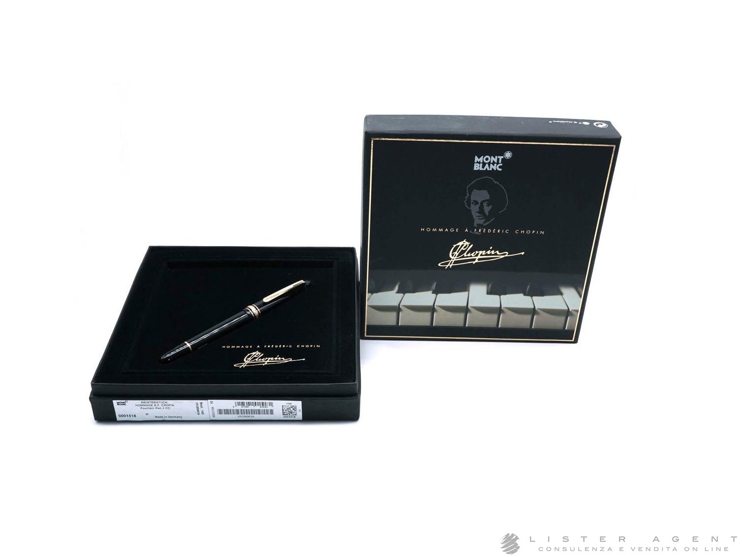 MONTBLANC Meisterstuck Hommage a Frederic Chopin fountain pen in black resin and yellow gold laminated metal Ref. 1518 106514. NEW Lister Agent