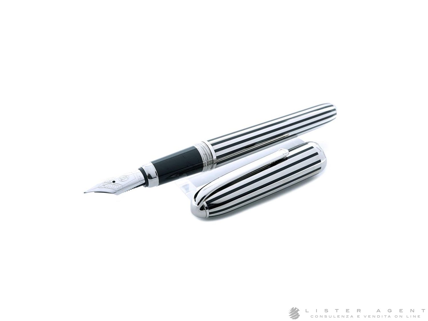 CARTIER penna stilografica Louis Cartier Limited Edition in acciaio e lacca nera Ref. ST170059. NUOVA Lister Agent