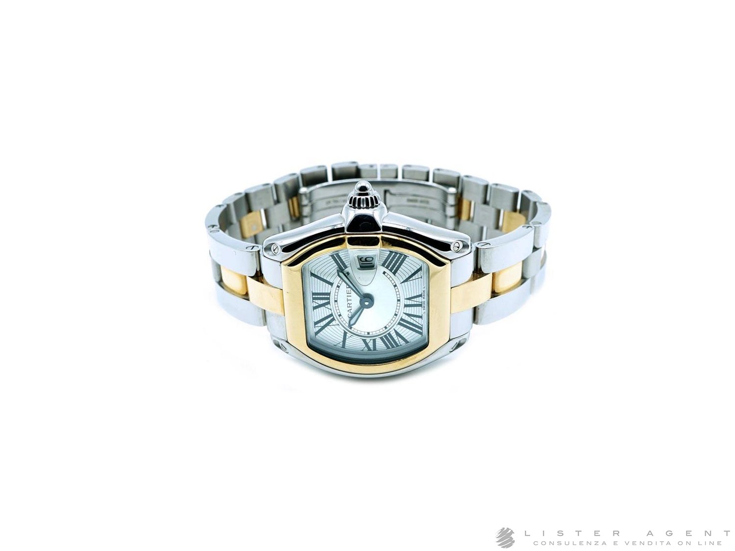 CARTIER Roadster Lady in steel and 18Kt yellow gold Argent Ref. W62026Y4. NEW