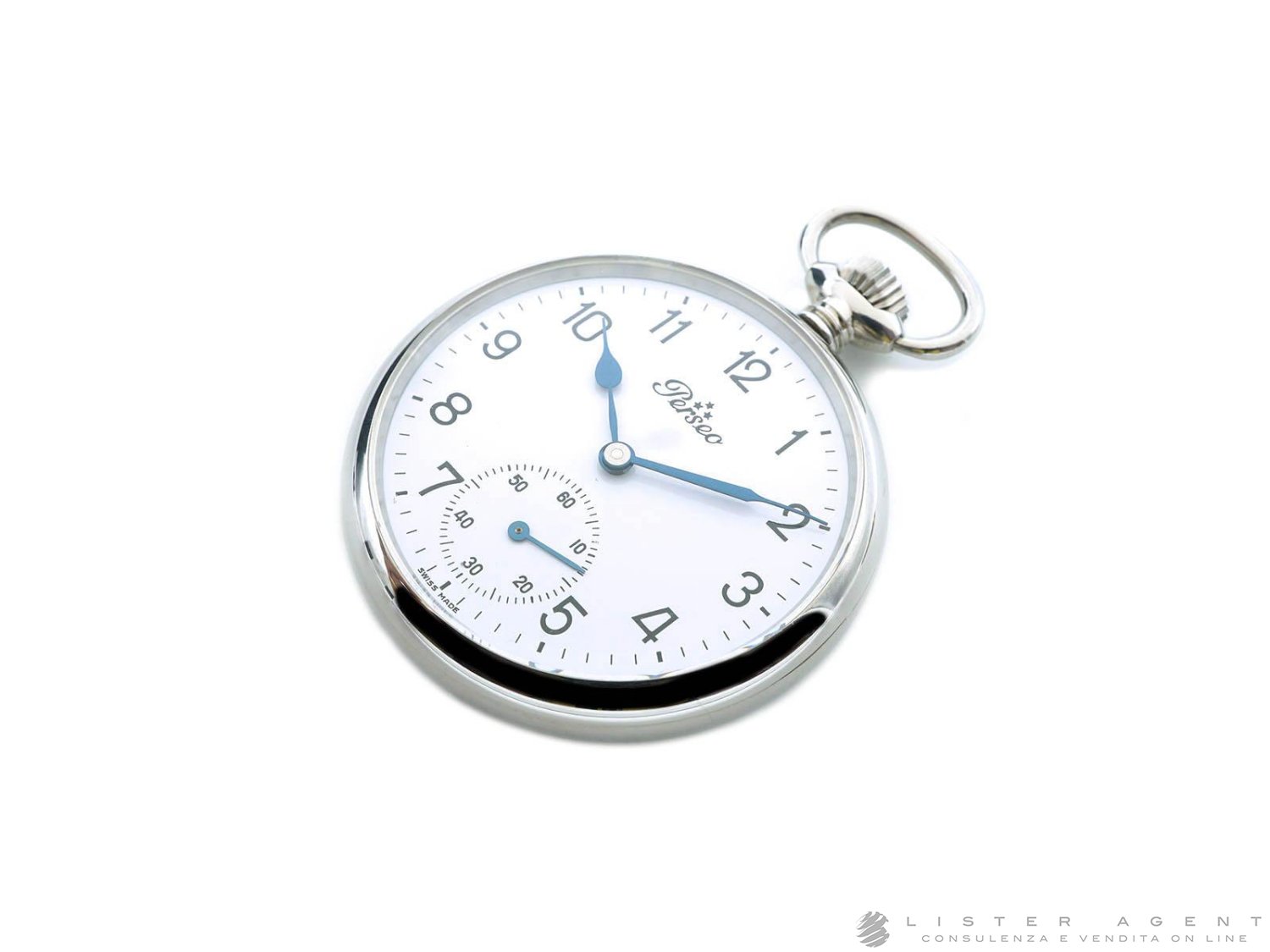 PERSEO orologio da tasca con incisione FS in acciaio Bianco Ref. 738 PAC. NUOVO