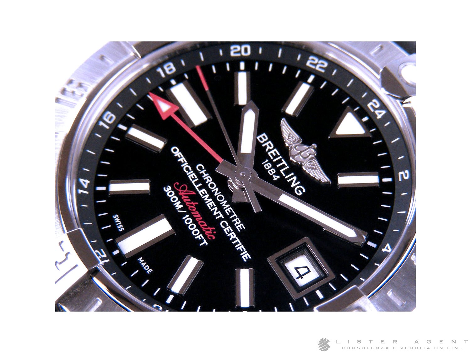 BREITLING Avenger II Gmt automatic in steel Black AUT Ref. A3239011 BC35 170A. NEW Lister Agent