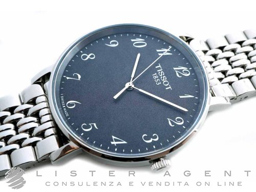 TISSOT T Classic Everytime Medio in acciaio Nero Quarzo Ref