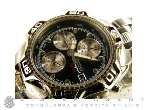 SEIKO Chronograph Alarm SQ100 in steel Blue Ref. SDW747P1. NEW