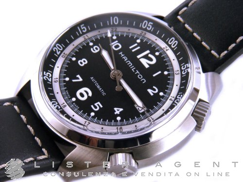 HAMILTON Khaki Aviation Pilot Piooner Automatic in steel Black AUT Ref. H76455733. NEW