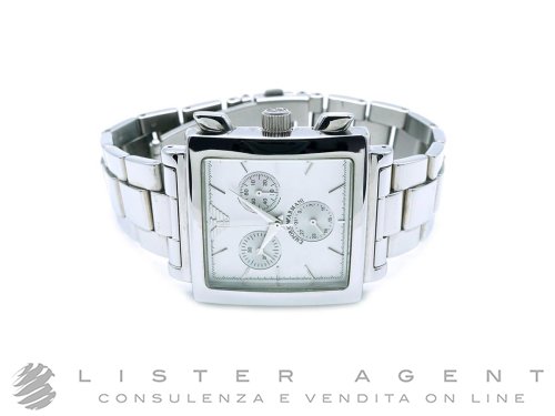 EMPORIO ARMANI Chronograph square watch in steel Argente. USED Lister Agent