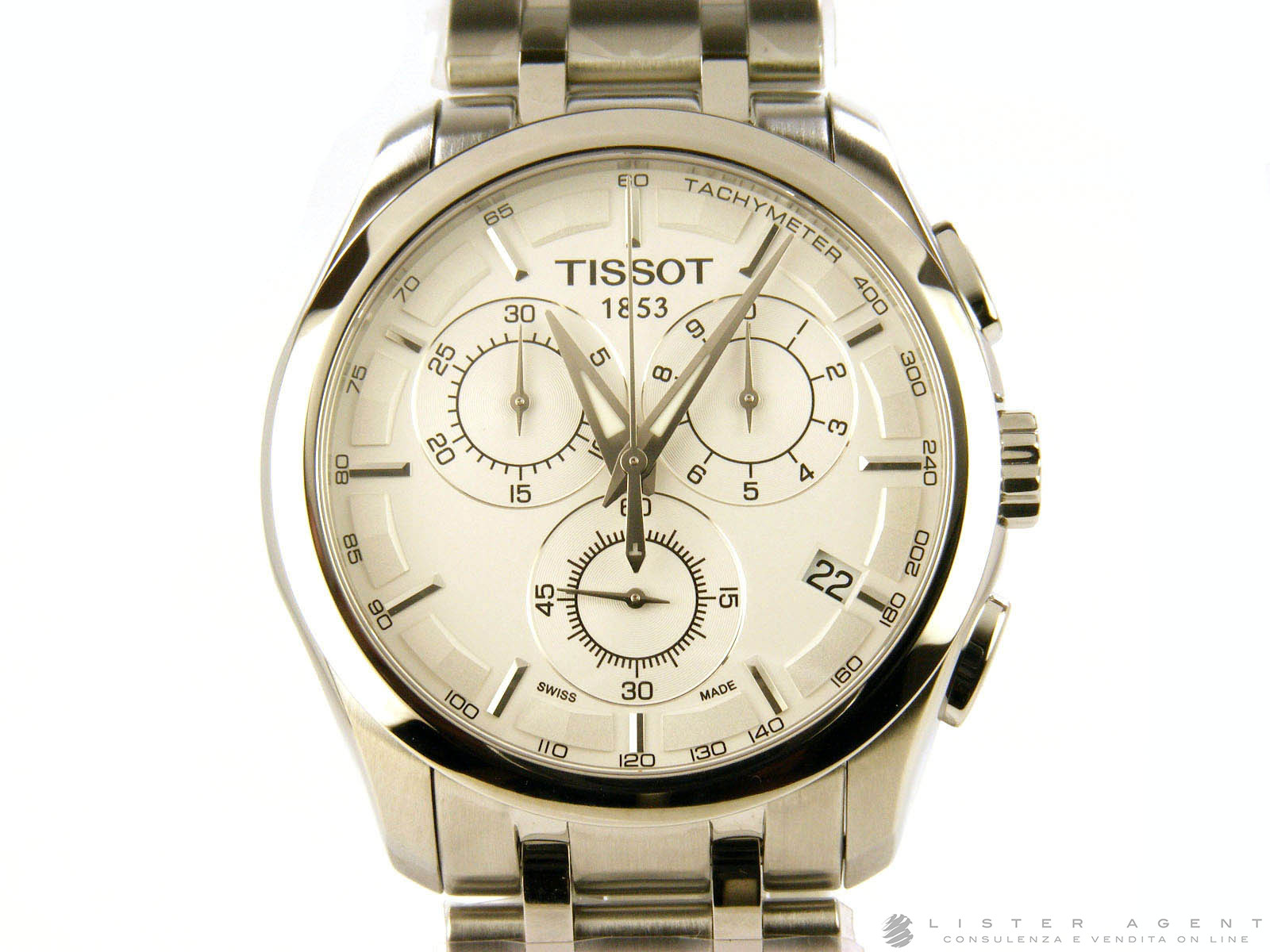 TISSOT Couturier Chronograph in steel Argente Ref. T0356171103100. NEW