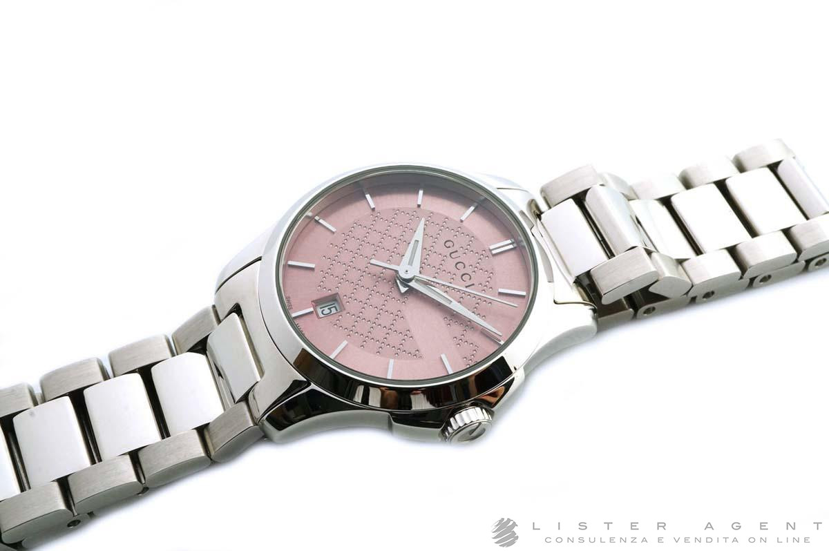 GUCCI G Timeless Mod. 126SM in steel Salmon Ref. YA126524. NEW
