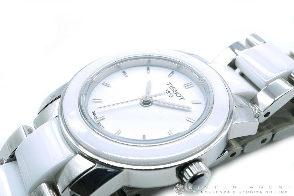 TISSOT T Lady Ceramic in acciaio Bianco Quarzo Ref. T0642102201100. NUOVO