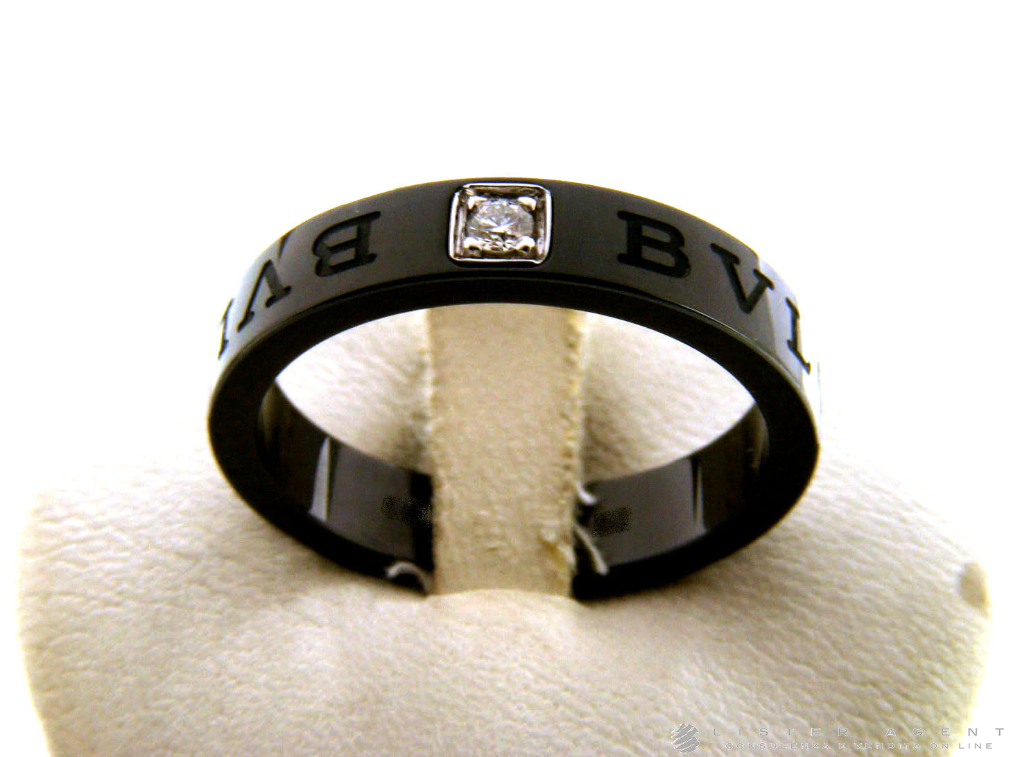 BVLGARI リング 黒 Bulgari Black Ceramic Diamond Ring (Ring Size: 7) - Bvlgari
