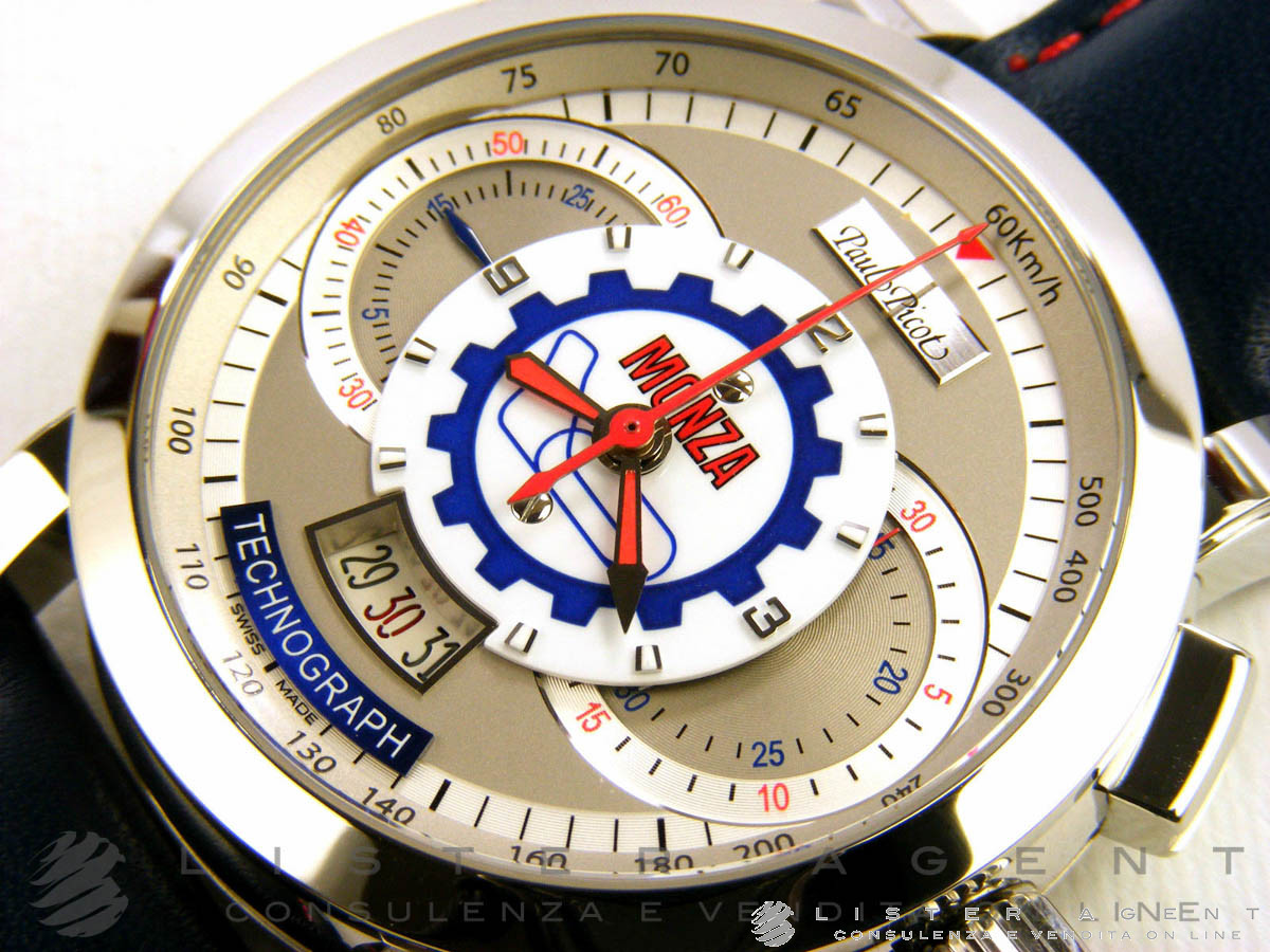 PAUL PICOT Technograph Chronograph Monza Edition in steel Limited Edition AUT Ref. 0334S M. NEW Lister Agent