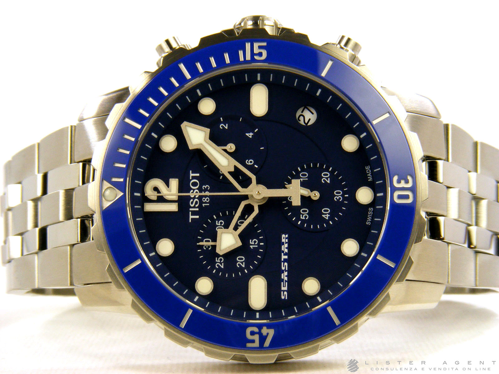 TISSOT Seastar Chronograph in steel Blue Ref. T0664171104700. NEW