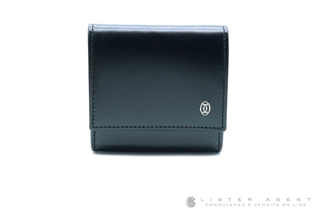 CARTIER portafoglio con porta carte di credito Le Must de Cartier 6cc in pelle bordeaux con metallo placcato oro giallo Ref. L3000479. NUOVO