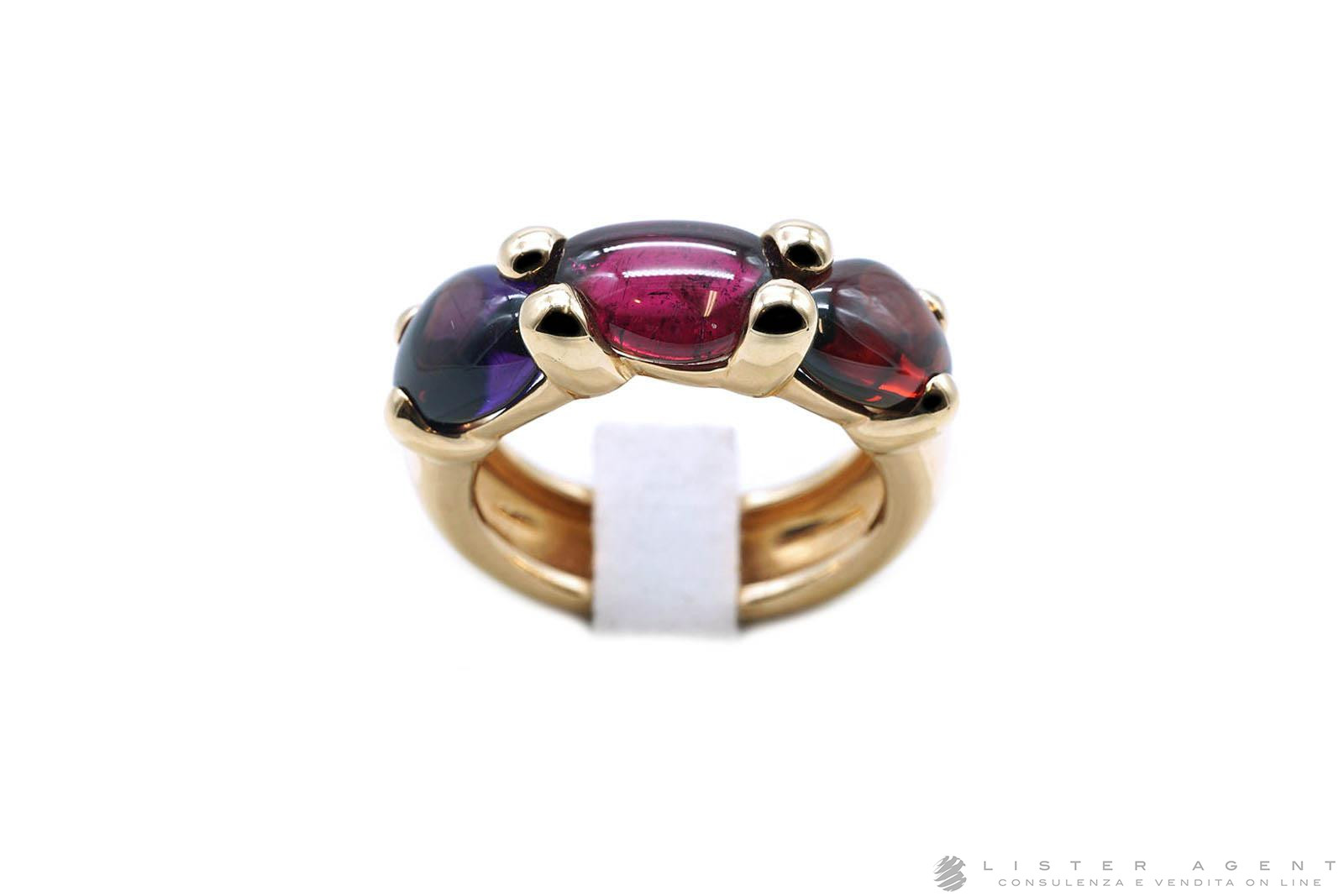 Anello Ponte Vecchio In Oro Rosa 18Kt Con Granato, Tormalina Rosa, Ametista E Diamanti - Fabiani Gioiellerie - Foto 2