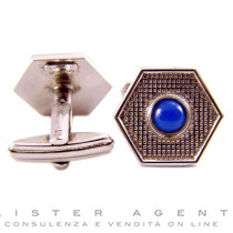 BELFIORE Hexagonal cufflinks in 925 silver and Blue Agate. NEW!