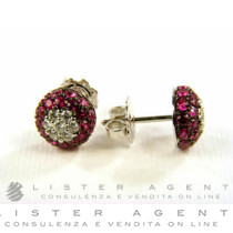 ADAMAS earrings in 18Kt white gold with diamonds ct 0,30 G VS1 and rubies ct 1,63 Ref. 3258. NEW!