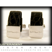 MONTBLANC cufflinks in 925 silver and leather Brown Ref. 38088. NEW!