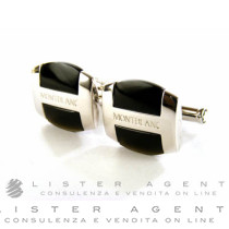 MONTBLANC cufflinks Silver Collection Oval in 925 silver and black obsidian Ref. 35821. NEW!