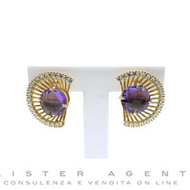 ORECCHINI in oro giallo 18Kt con ametista e swarovski. NUOVI!