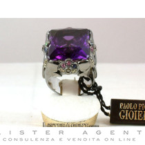 PIOVAN ring in 18Kt black gold diamonds ct 0,70 and sapphires ct 0,50. NEW!