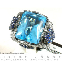 PIOVAN ring in 18Kt black gold, topaze, diamonds, rubies and sapphires. NEW!