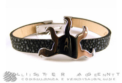CHRONOTECH bracelet in steel and black ray skin Ref. 18200600107. NEW!