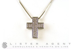 SALVINI necklace Cross in 18Kt white gold with diamonds ct 0,28 H Ref. 20001051. NEW!