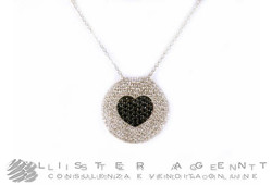 GIORGIO VISCONTI necklace Hearth in 18Kt white gold with white diamonds ct 0,75 G IF and black ct 0,41 Ref. GB35784. NEW!