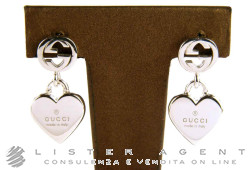 GUCCI earrings Trademark with pendant Heart in 925 silver Ref. YBD35625400100U. NEW!
