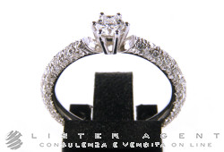RING Solitaire in 18Kt white gold with Hexagon cut diamond ct 0.32 F VS1 and diamonds ct 0.67 Size 13.5. NEW!