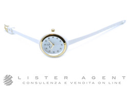 OPSOBJECTS Ops!Bon Bon watch in polycarbonate and yellow gold plated metal White with zircons Ref. OPSPW-400. NEW!