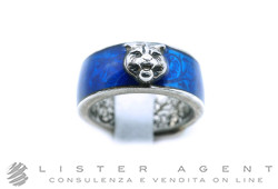 GUCCI Garden ring in 925 silver and blue enamel Size 54 Ref. YBC498500002012. NEW!