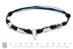 DODO by Pomellato bracelet with large Spike and 4 Loops in 9Kt rose gold and black cord. NEW!