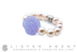 MIMI' Elastica collection ring with river pearls and rose in lavender jade and 925 silver Ref. A023GL. NEW!