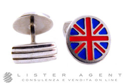 BERCA cufflinks English flag in 925 silver and Red/Blue enamel Ref. GM89AAR. NEW!