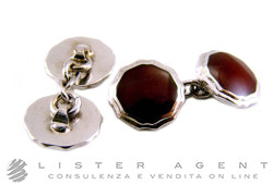 CUFFLINKS in 925 silver and Brown enamel. NEW!