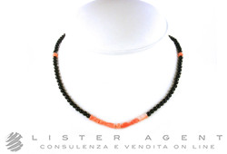 COLLANA in oro giallo 18Kt con corallo nero e rosa. NUOVA!