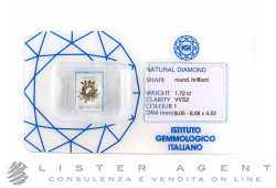DIAMOND in blistere pack ct 1,72 I VVS2 certified by IGICOM Ref. 44669. NEW!