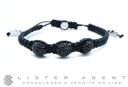 GAGA MILANO bracciale in metallo, strass e sagola nera. NUOVO!