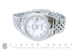 ROLEX Oyster Perpetual Datejust Automatic in steel and 18Kt white gold bezel White Ref. 16234. USED!