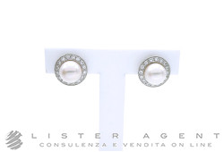 GIOTTO & BRUNO orecchini in oro bianco 18Kt con diamanti ct 0.48 e perle naturali mm 7.70 Ref. 001497. NUOVI!